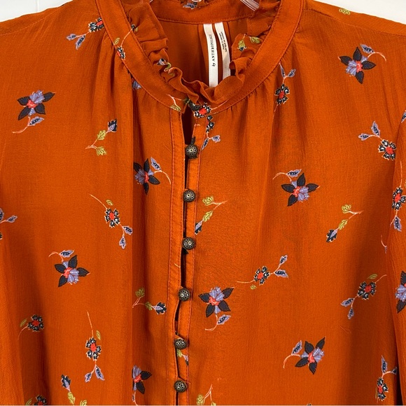 Anthropologie Floral Chiffon Blouse Size S - Picture 9 of 11